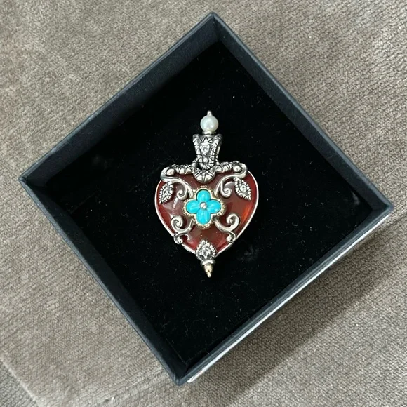 Barbara Bixby Heart Enhancer Carnelian Turquoise and Pearl - Picture 1 of 9